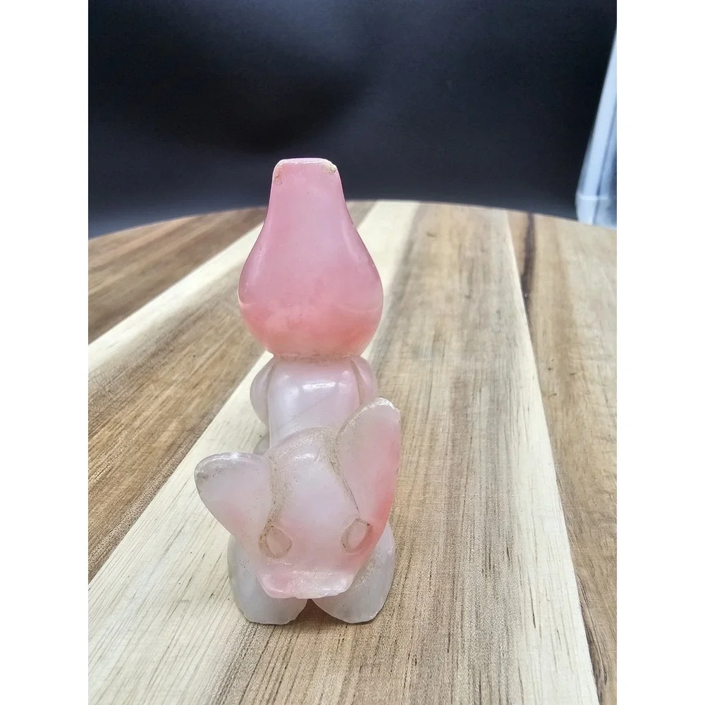 Vintage Carved Pink Alabaster Cat‎ Figurine